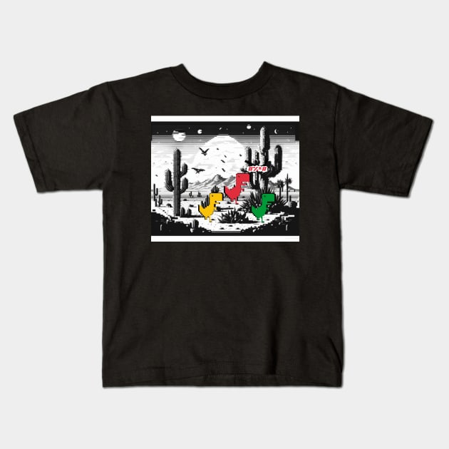 Pixelated T-Rex chrome Game no internet Kids T-Shirt by Choc7.YT